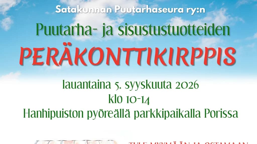 Puutarha- ja sisustustuotteiden peräkonttikirppis - tapahtuman kuva
