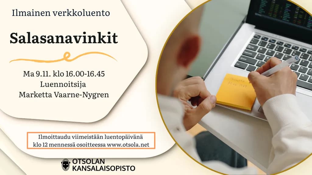 Salasanavinkit (ilmainen verkkoluento) - tapahtuman kuva