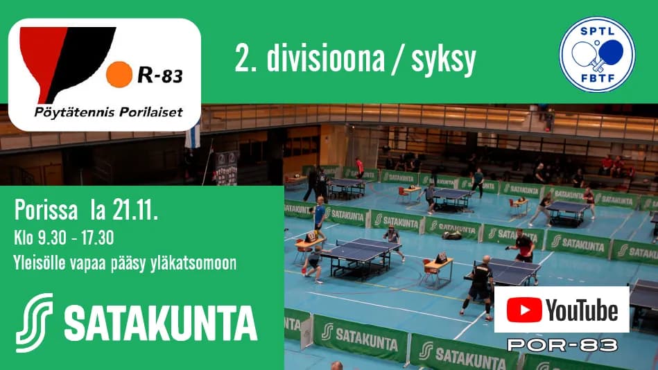 Pöytätenniksen 2. divisoonaa lohko C turnaus 2/4 - tapahtuman kuva