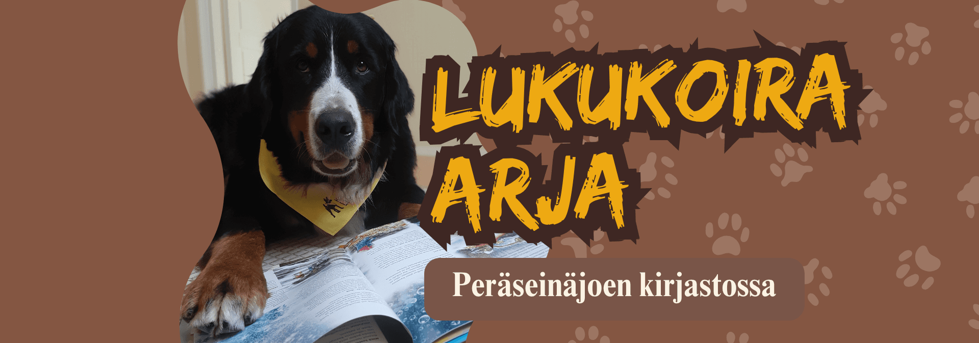 Lukukoira Arja Peräseinäjoen kirjastossa - tapahtuman kuva