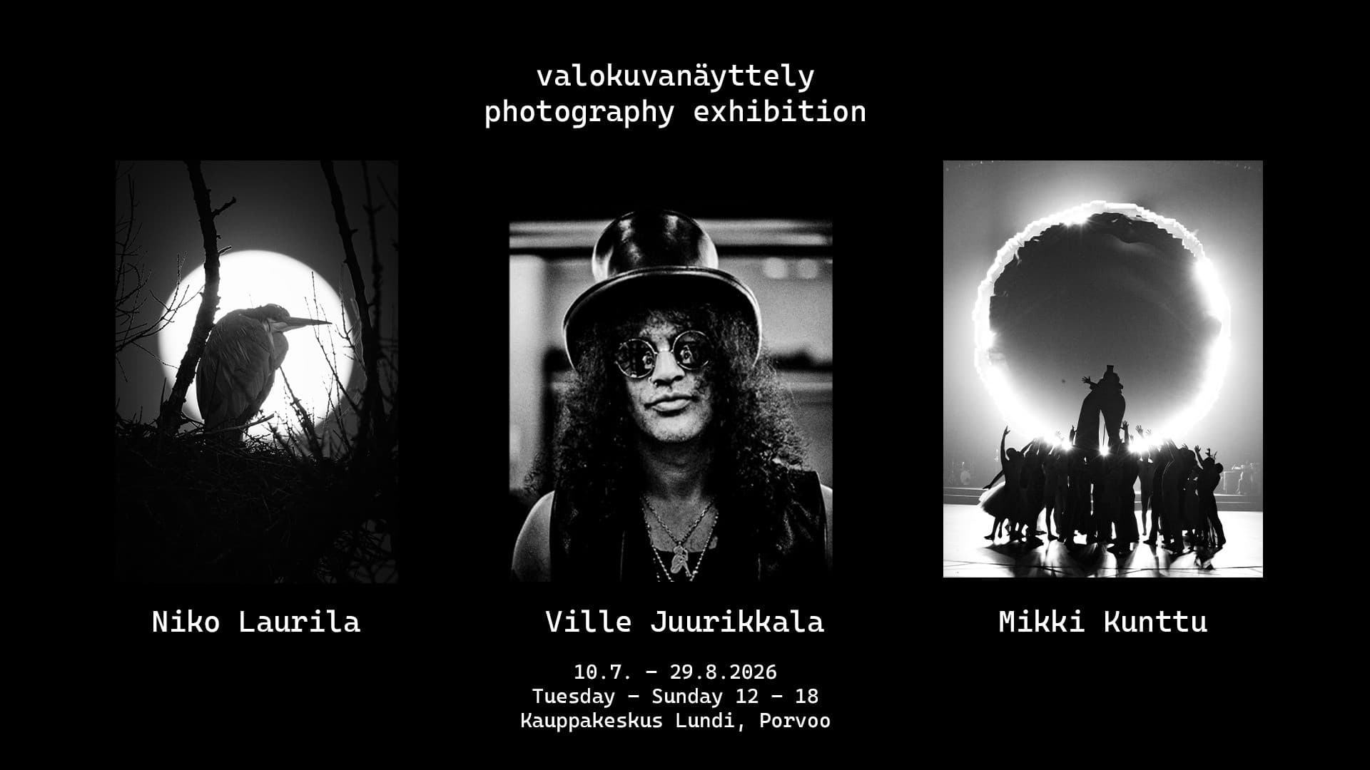 Valokuvanäyttely Niko Laurila + Ville Juurikkala + Mikki Kunttu - tapahtuman kuva