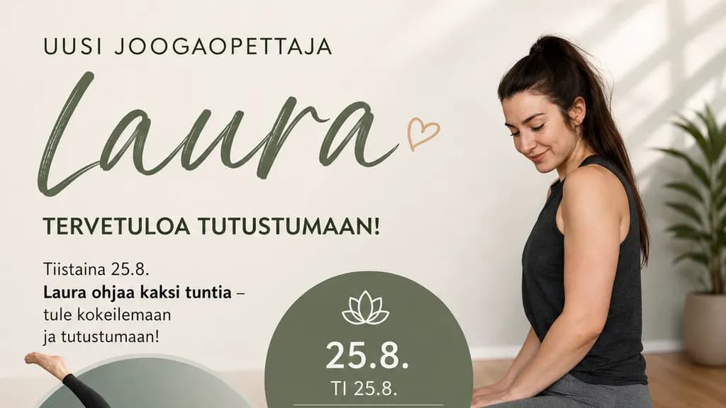 Tervetuloa tutustumaan uuteen joogaopettajaamme Lauraan! - tapahtuman kuva