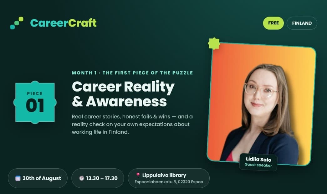 CareerCraft – Career Reality & Awareness- englanninkielinen seminaari - tapahtuman kuva