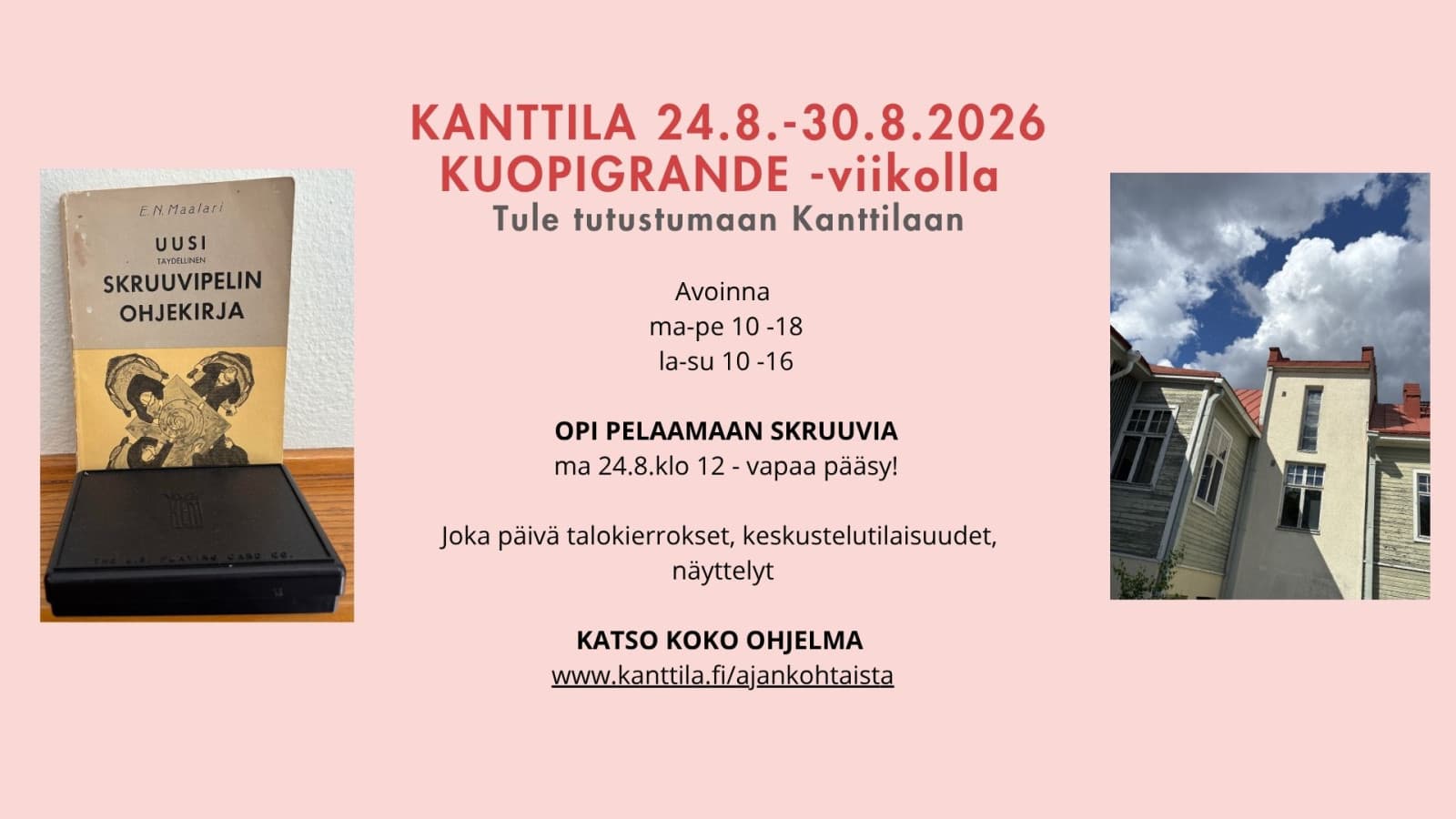 Ohjelmaa Kanttilassa Kuopio Grande -viikolla - tapahtuman kuva